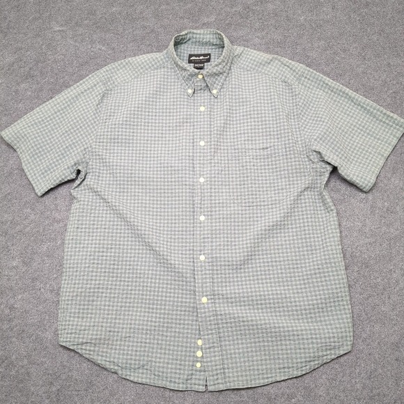 Eddie Bauer Mens Large Plaid‎ Short Sleeve Button Down Shirt 100% Cotton Casual - Picture 2 of 8